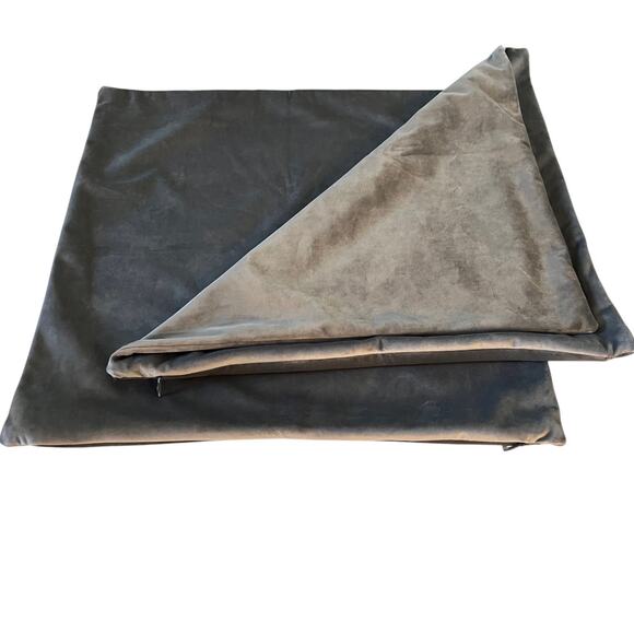 Gray Velvet Throw Pillow Covers 17" x 17" Soft Decorative One Pair Zip Closure - Picture 1 of 5